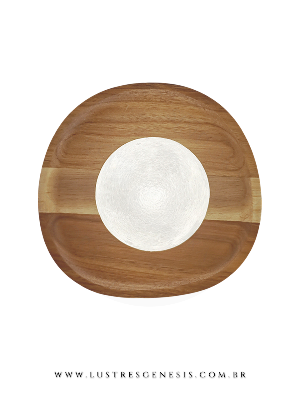 Arandela de Parede 21x20cm Globo Branco Madeira para Sala de Estar Quarto Hall Corredor e Lavabo